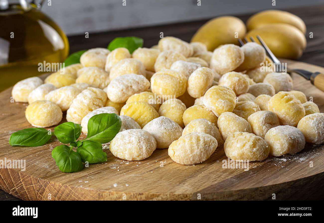 Homemade italian gnocchi made from potatoes, wheat flour dough, eggs