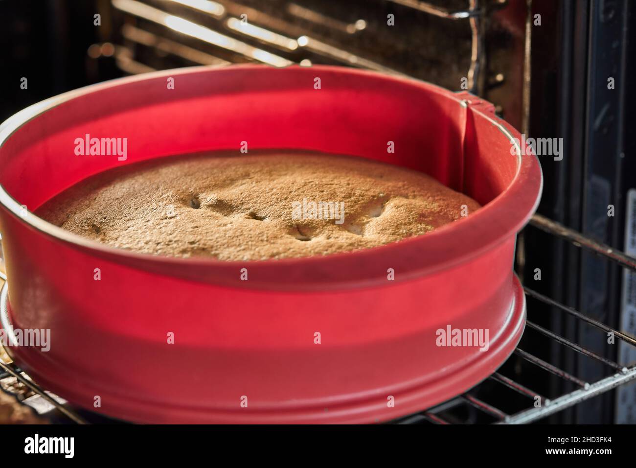 Grape pie is ready to serve in the oven after baking Stock Photo