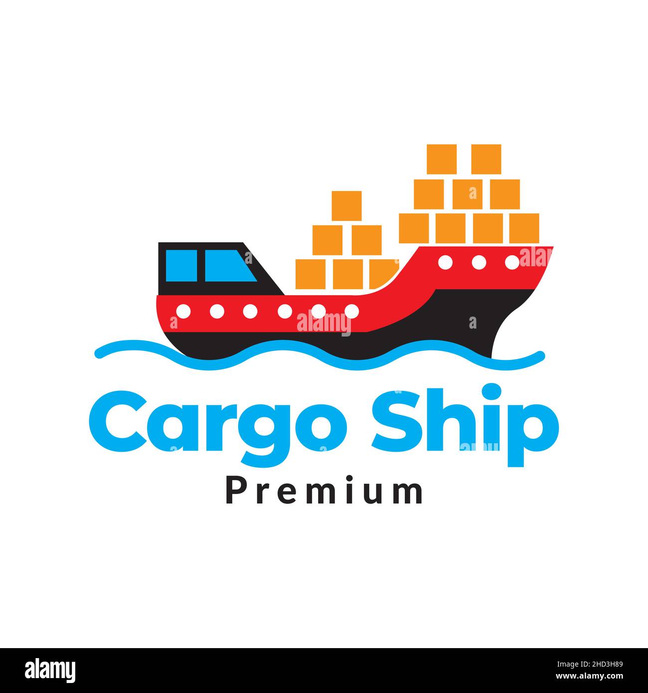 colorful cargo ship logo design vector graphic symbol icon sign illustration creative idea Stock Vector