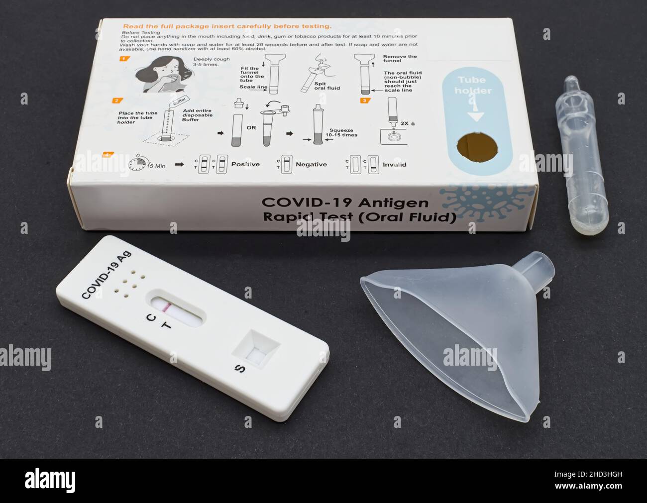 Covid19 Antigen Rapid Test Oral Fluid or saliva Kit. Home single use