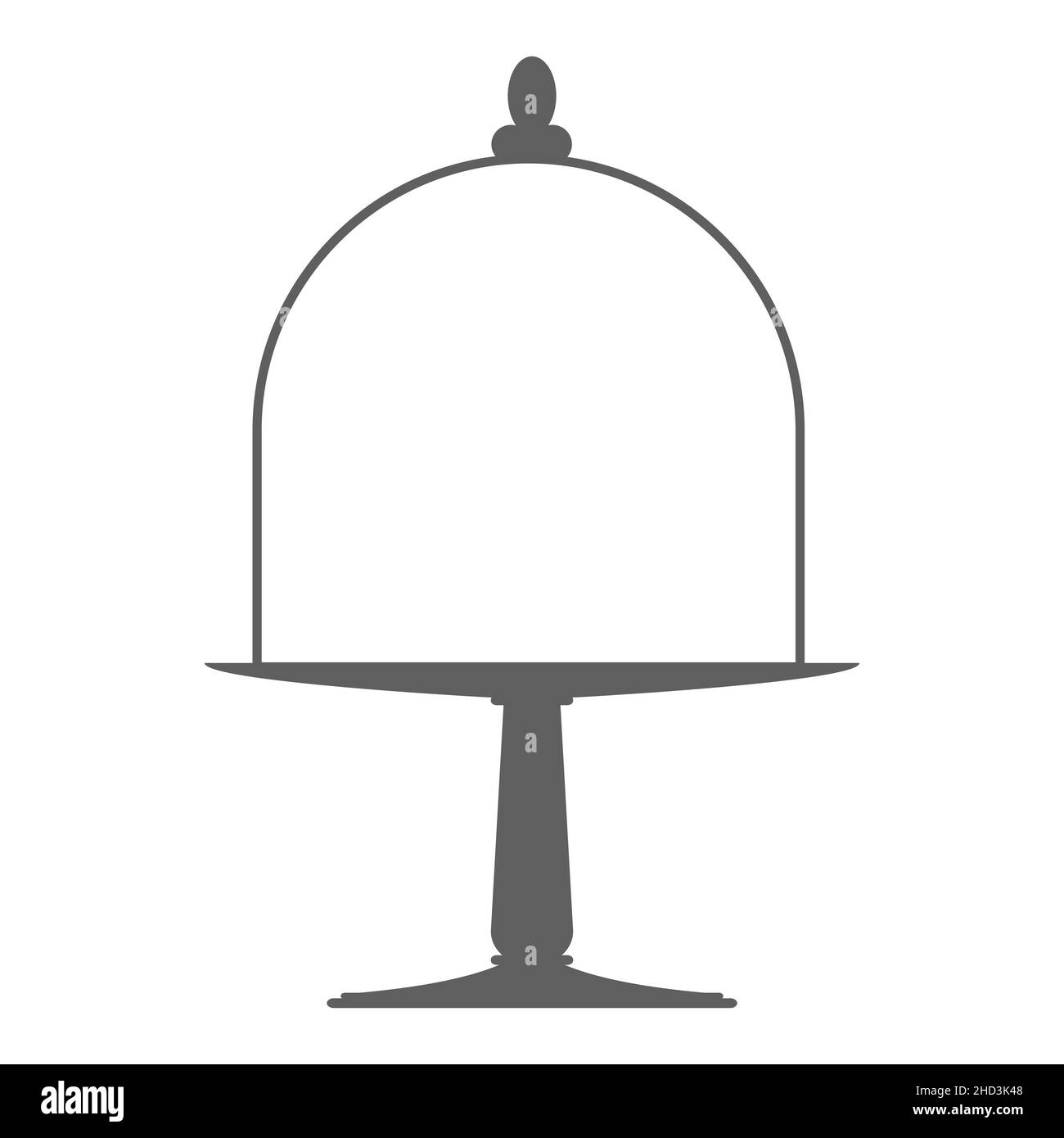 Cake stand with lid in flat icon style. Empty tray for fruit and