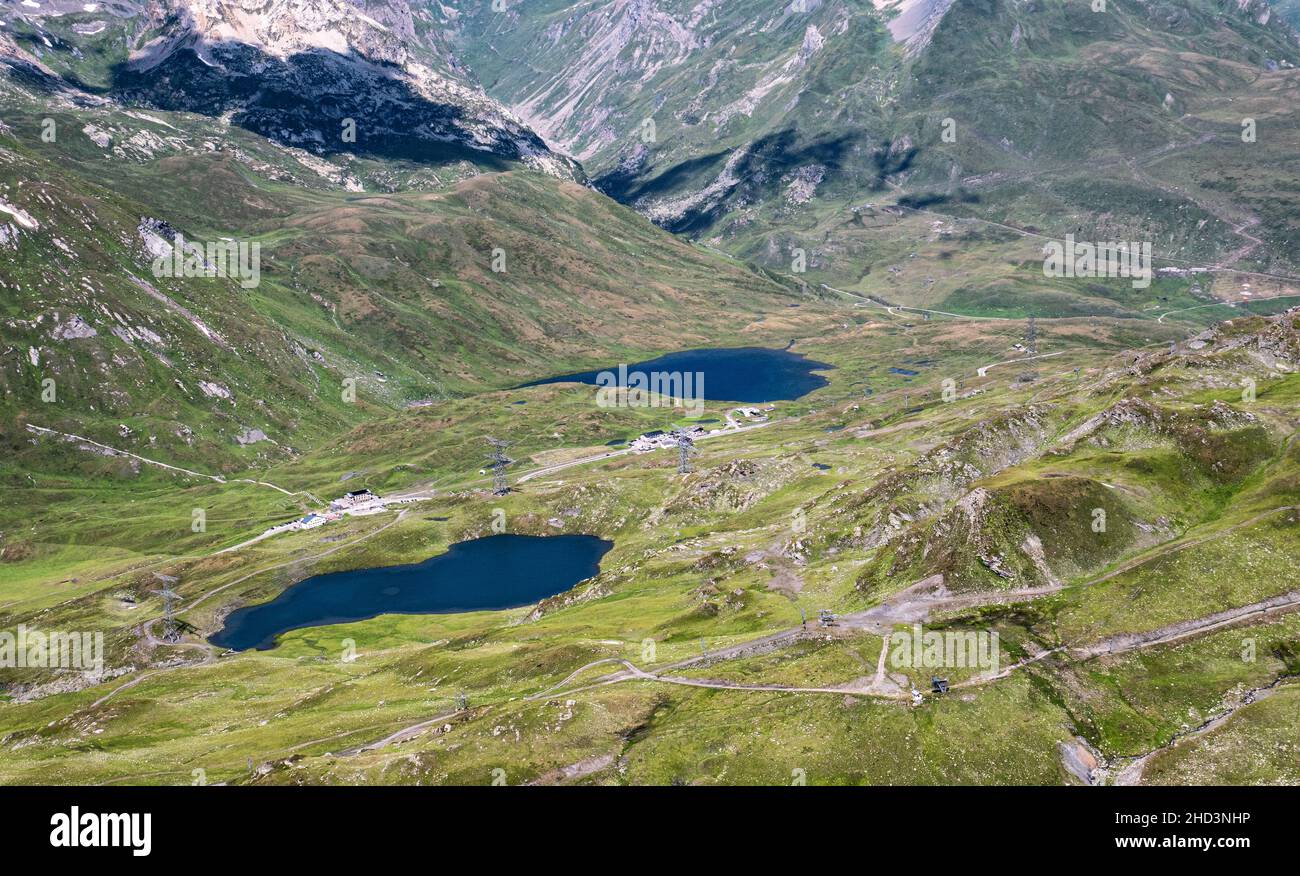 a view of Valley Col du Petit-Saint-Bernard Stock Photo