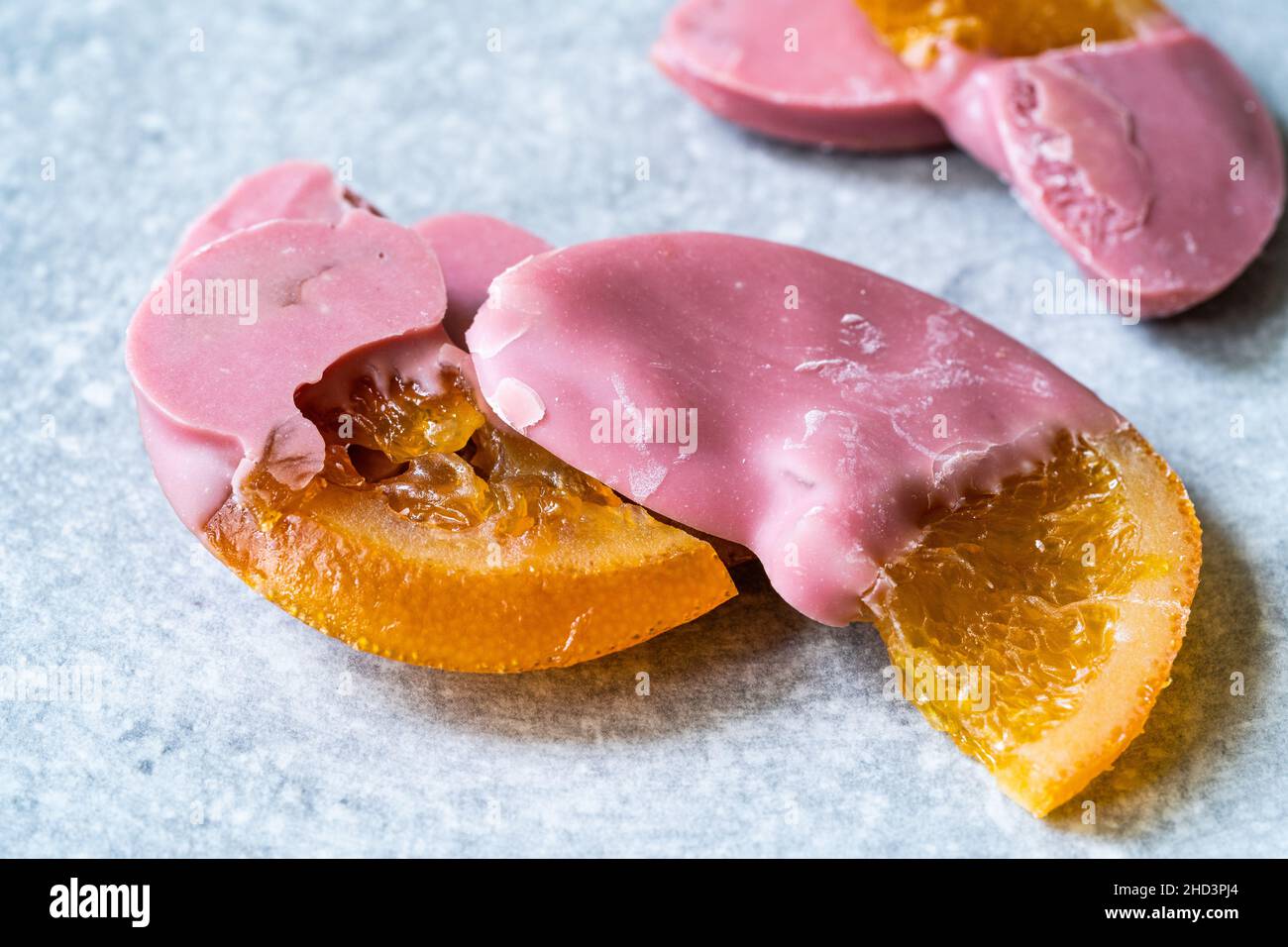 Ruby Chocolate Fruits Covered Candied Dry Orange Slices. Ready to Eat