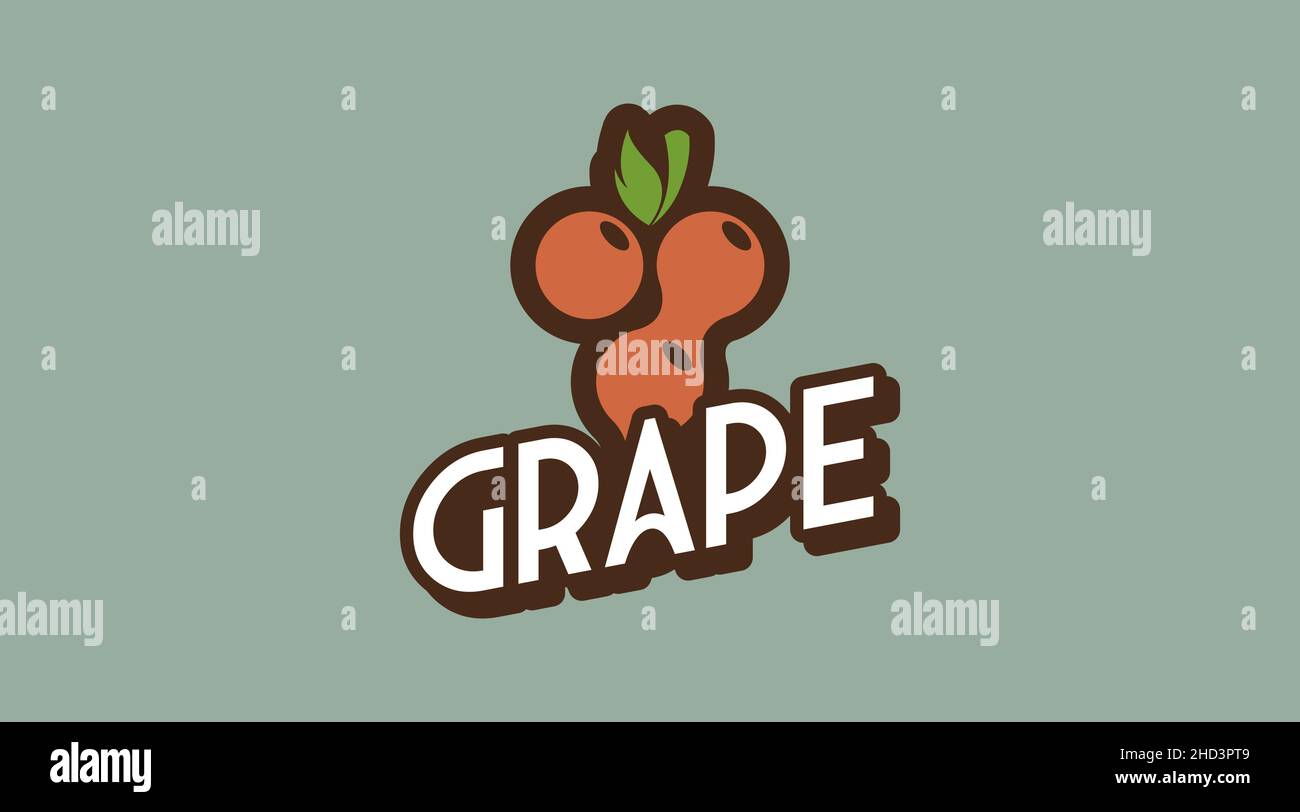 Vintage Fruit Logo Template for Grape Logo Vector. Retro Style Fruit Logo Stock Vector