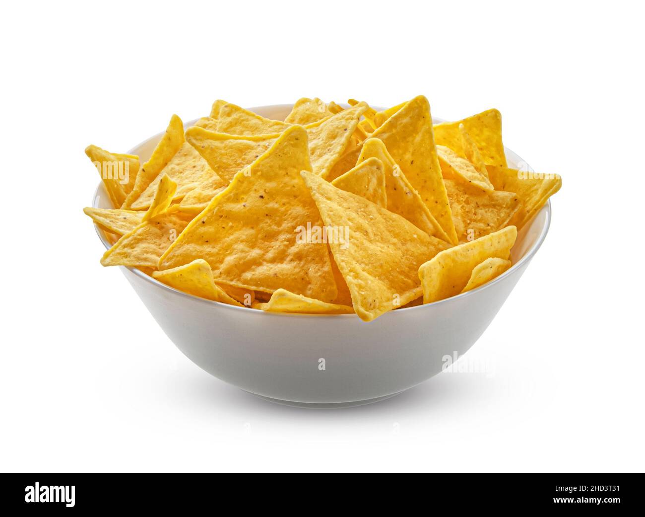 Corn chips, mexican nachos isolated on white background  Stock Photo