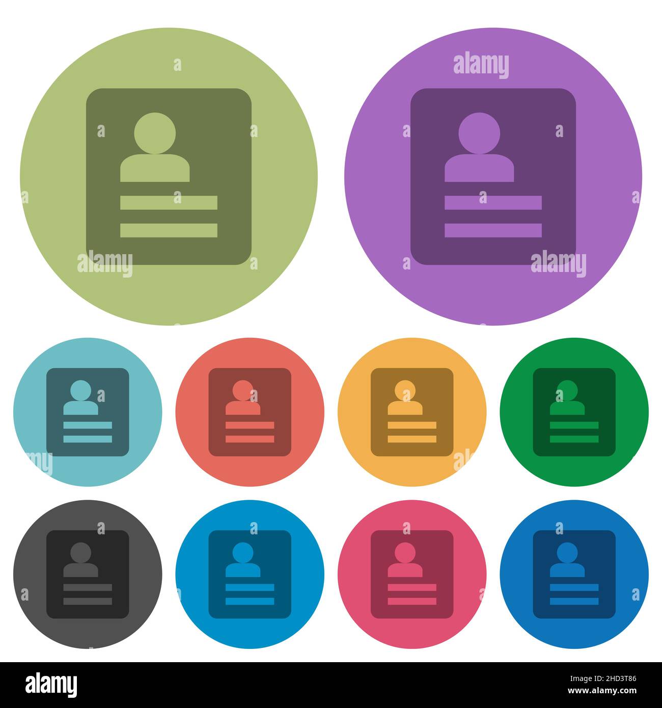 User profile solid darker flat icons on color round background Stock Vector