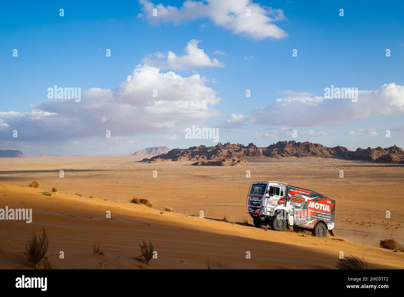 540 Besnard Sylvain (fra), Laliche Sylvain (fra), Cappucio Frederic (fra), Team SSP, Man TGA 114, T5 FIA Camion, action during the Stage 1B of the Dakar Rally 2022 around Hail, on January 2nd, 2022 in Hail, Saudi Arabia - Photo: Frederic Le Floc H/DPPI/LiveMedia Stock Photo