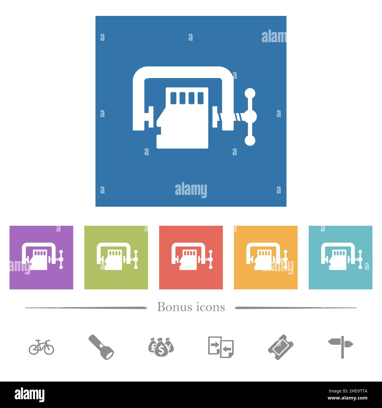 Micro sd memory card compress solid flat white icons in square ...