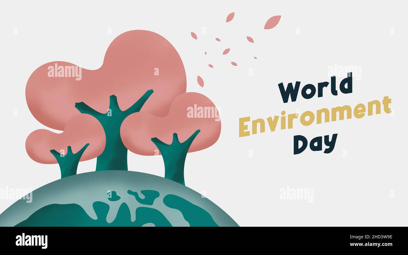 World Environment Day Background Illustration Vector. World Environment Day Web Banner and Online Flyer. Stock Vector