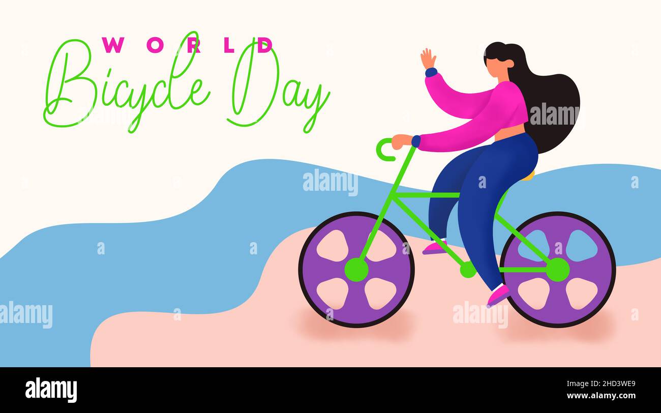 World bicycle day background illustration vector. Stock Vector