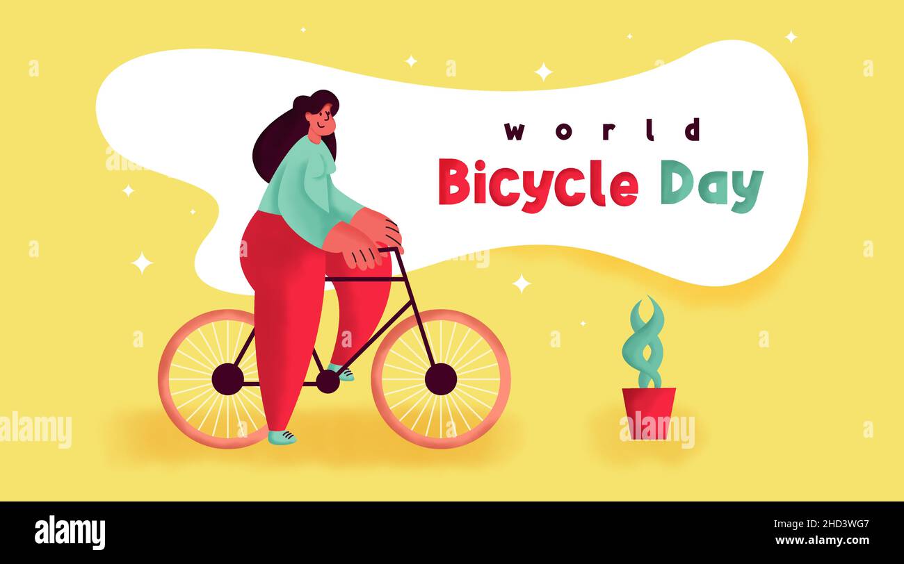 World bicycle day background illustration vector. Stock Vector