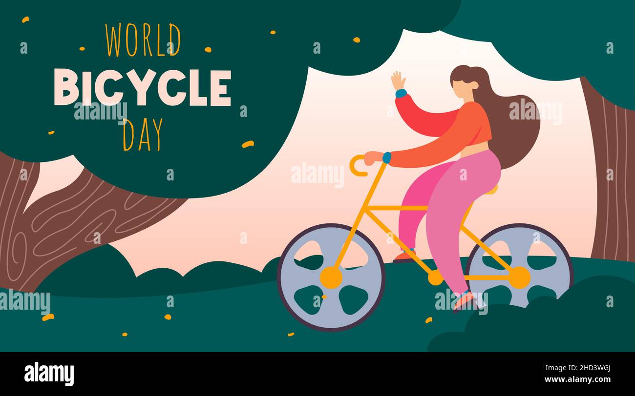 World bicycle day background illustration vector. Stock Vector