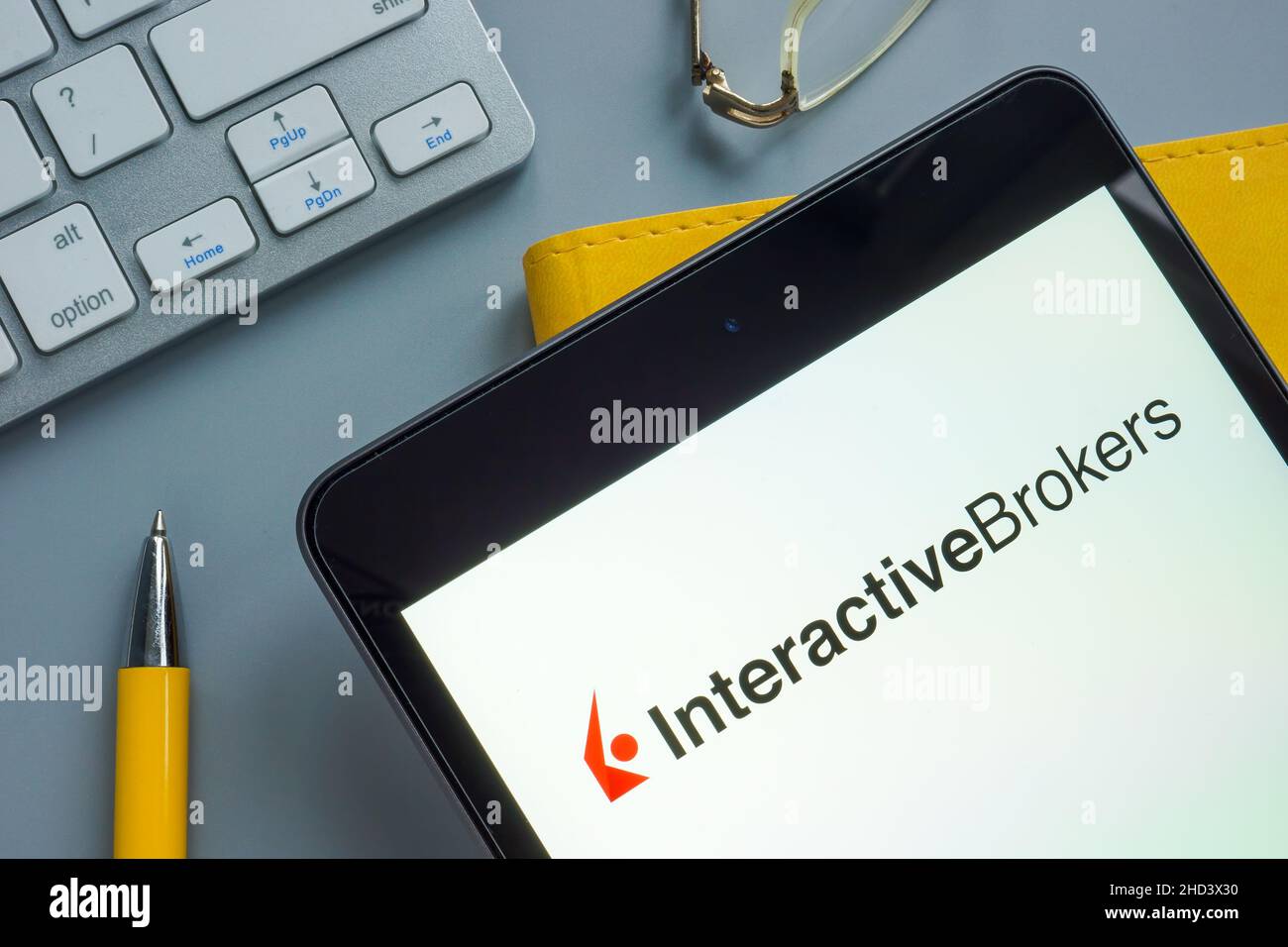 KYIV, UKRAINE - December 03, 2021. Tablet with Interactive Brokers LLC logo. Stock Photo