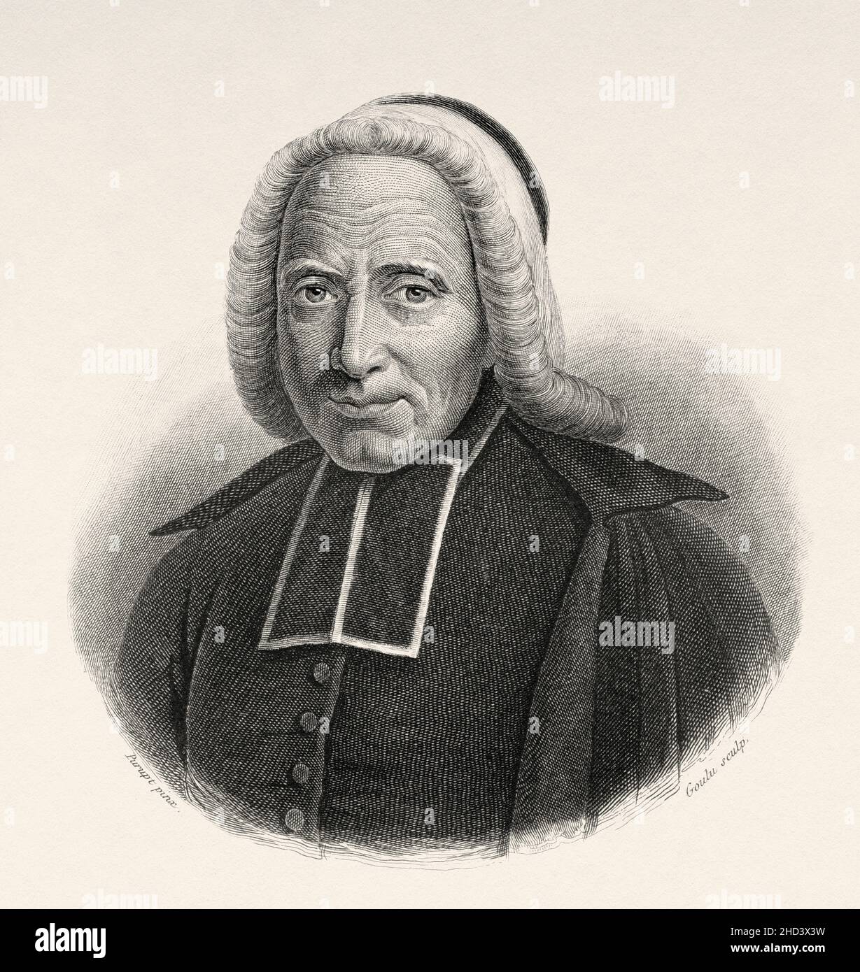 Jean Godinot said canon Godinot (1661-1749) was a French Catholic religious, a Champagne winegrower and a benefactor of the city of Reims. France. Europe. Old 19th century engraved illustration from Portraits et histoire des hommes utile by Societe Montyon et Franklin 1837 Stock Photo