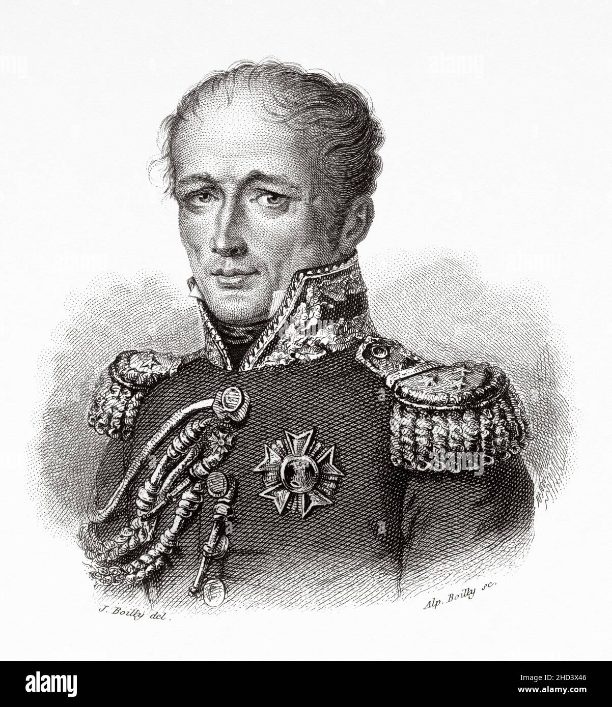 General Antoine Drouot, Comte Drouot (1774-1847) was a French officer who fought in the French Revolutionary and Napoleonic Wars. France. Europe. Old 19th century engraved illustration from Portraits et histoire des hommes utile by Societe Montyon et Franklin 1837 Stock Photo