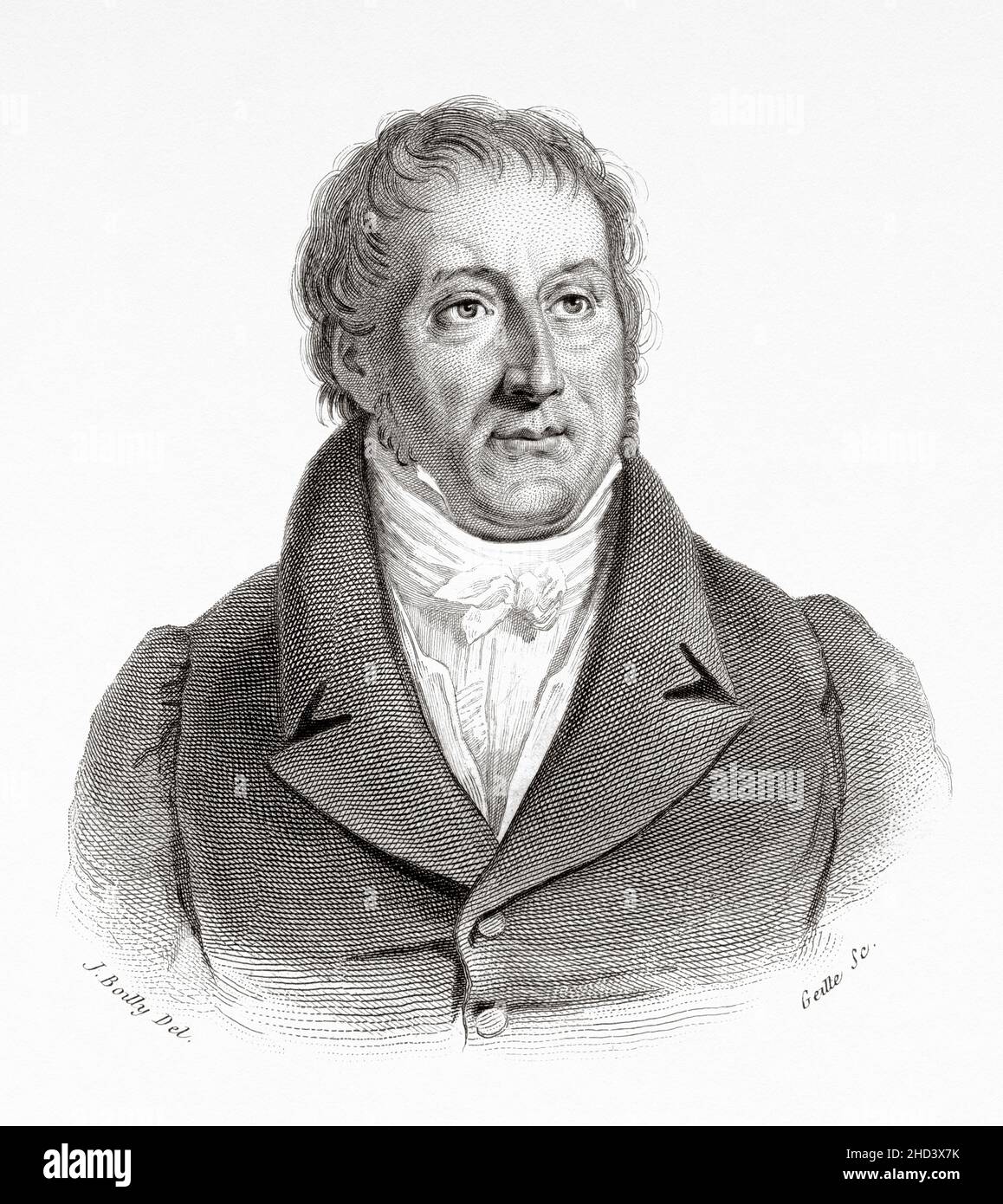 Francois-Antoine Jecker (1765-1834) French precision instrument maker. France. Europe. Old 19th century engraved illustration from Portraits et histoire des hommes utile by Societe Montyon et Franklin 1837 Stock Photo