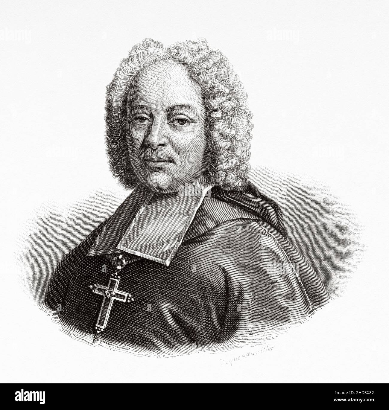 Henri Francois Xavier de Belsunce de Castelmoron (1671-1755) was a French Jesuit who became Bishop of Marseille. France. Europe. Old 19th century engraved illustration from Portraits et histoire des hommes utile by Societe Montyon et Franklin 1837 Stock Photo