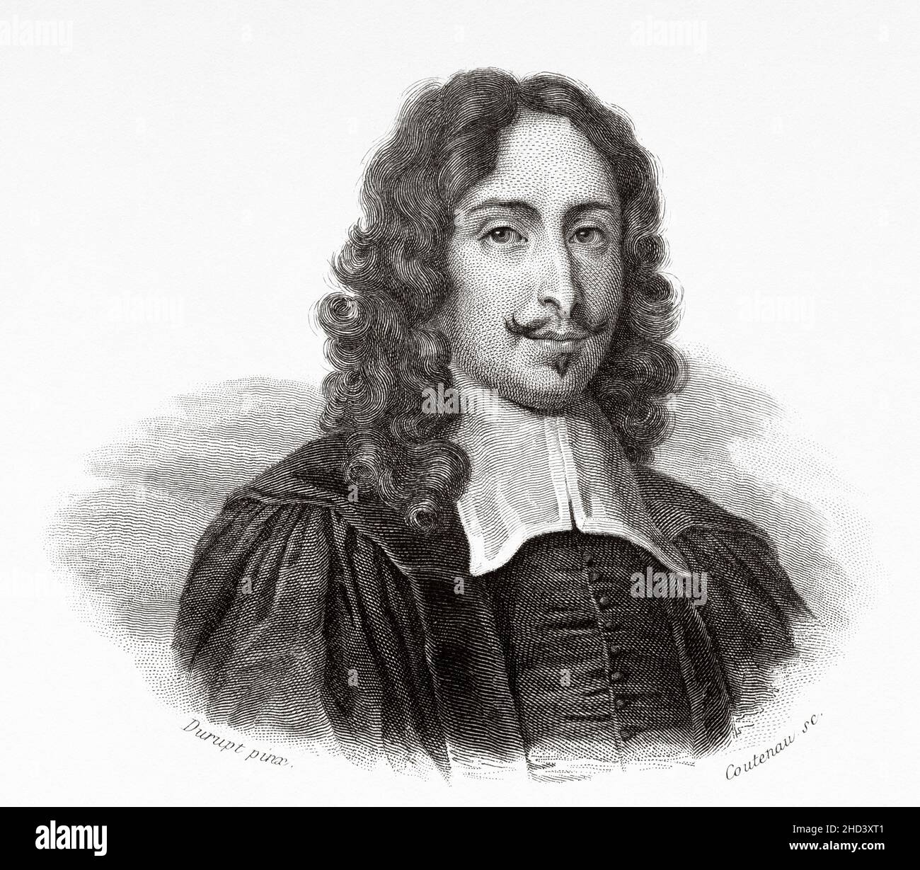 Jean de Rotrou (1609-1650) French playwright, lieutenant of war and poet, brother of Pierre de Rotrou (1615-1702) France. Europe. Old 19th century engraved illustration from Portraits et histoire des hommes utile by Societe Montyon et Franklin 1837 Stock Photo
