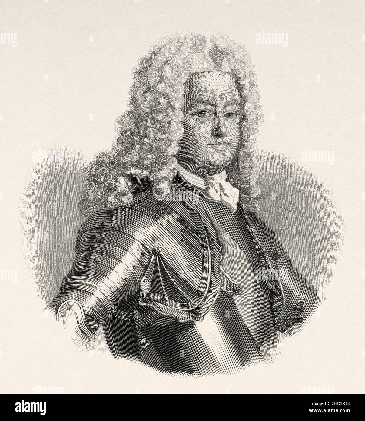 Stanisław I Leszczyński (1677-1766) Stanislaus I King of Poland, Grand Duke of Lithuania, Duke of Lorraine and a count of the Holy Roman Empire. Europe. Old 19th century engraved illustration from Portraits et histoire des hommes utile by Societe Montyon et Franklin 1837 Stock Photo