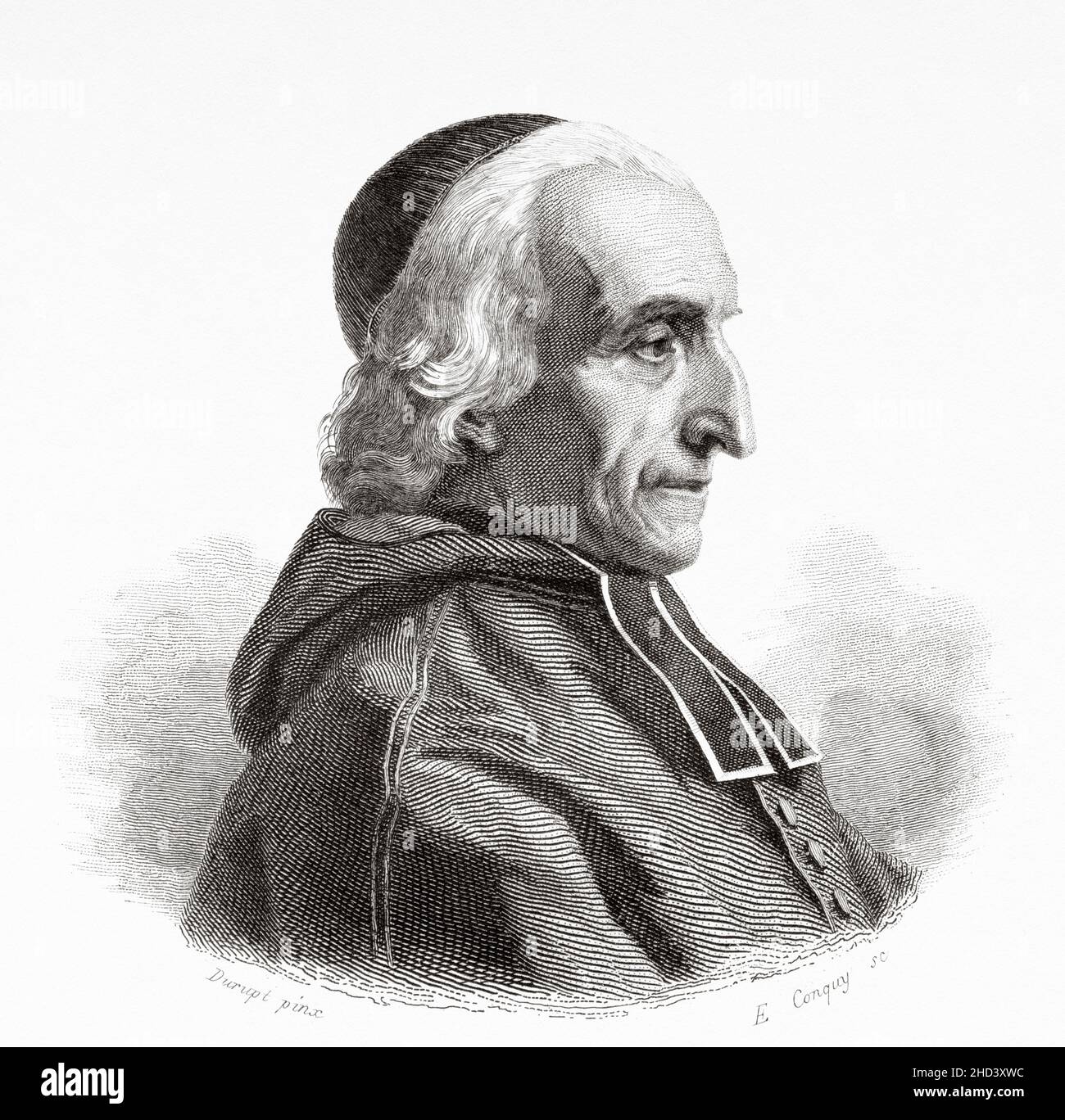 Andrés Hubert Fournet (1752-1834) was a French Catholic priest, co-founder with Juana Isabel Bichier des Ages of the Congregation of the Daughters of the Cross. France. Europe. Old 19th century engraved illustration from Portraits et histoire des hommes utile by Societe Montyon et Franklin 1837 Stock Photo