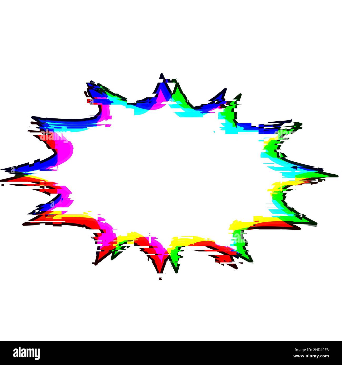Colorized speech bubble with glitch effect, pattern. Cartoon style ...
