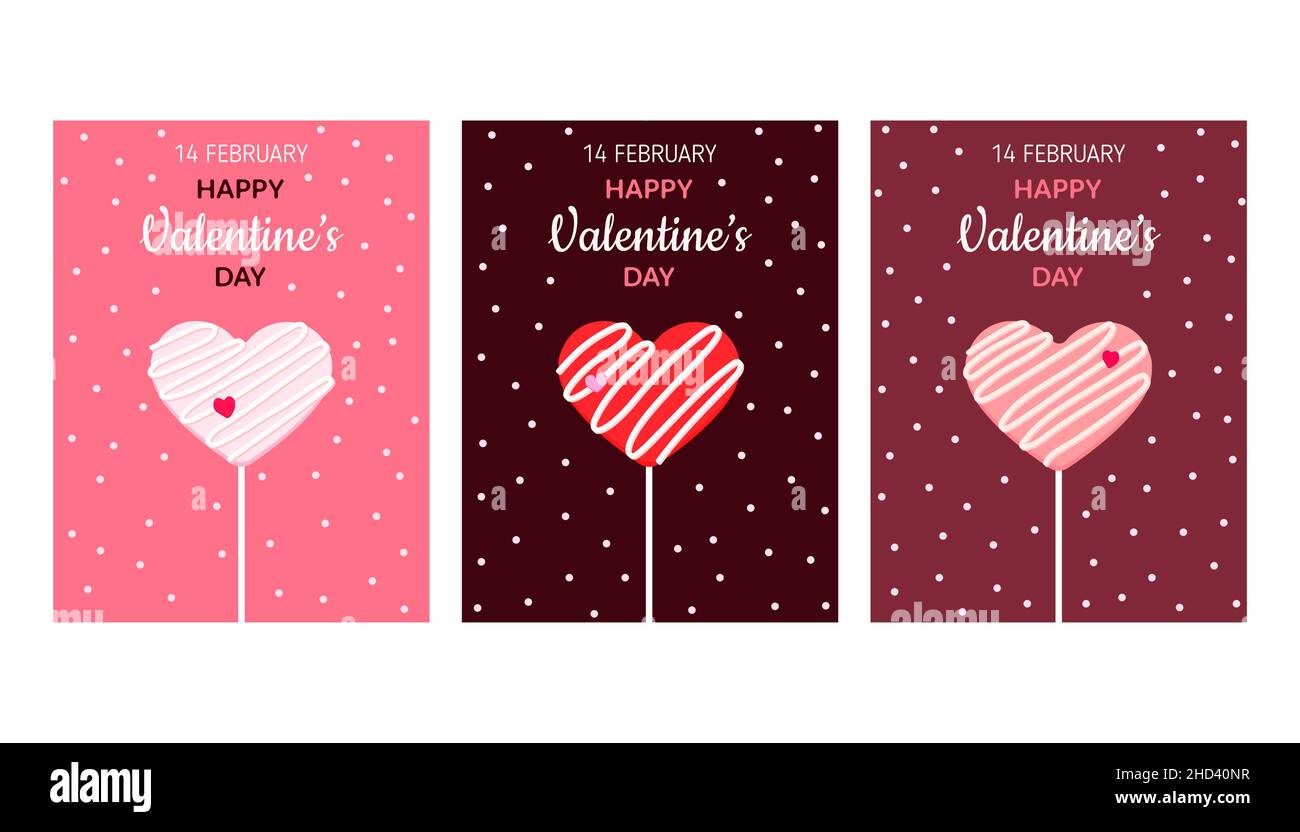 Happy Valentine's Day set of card. Vector illustration for poster, card ...