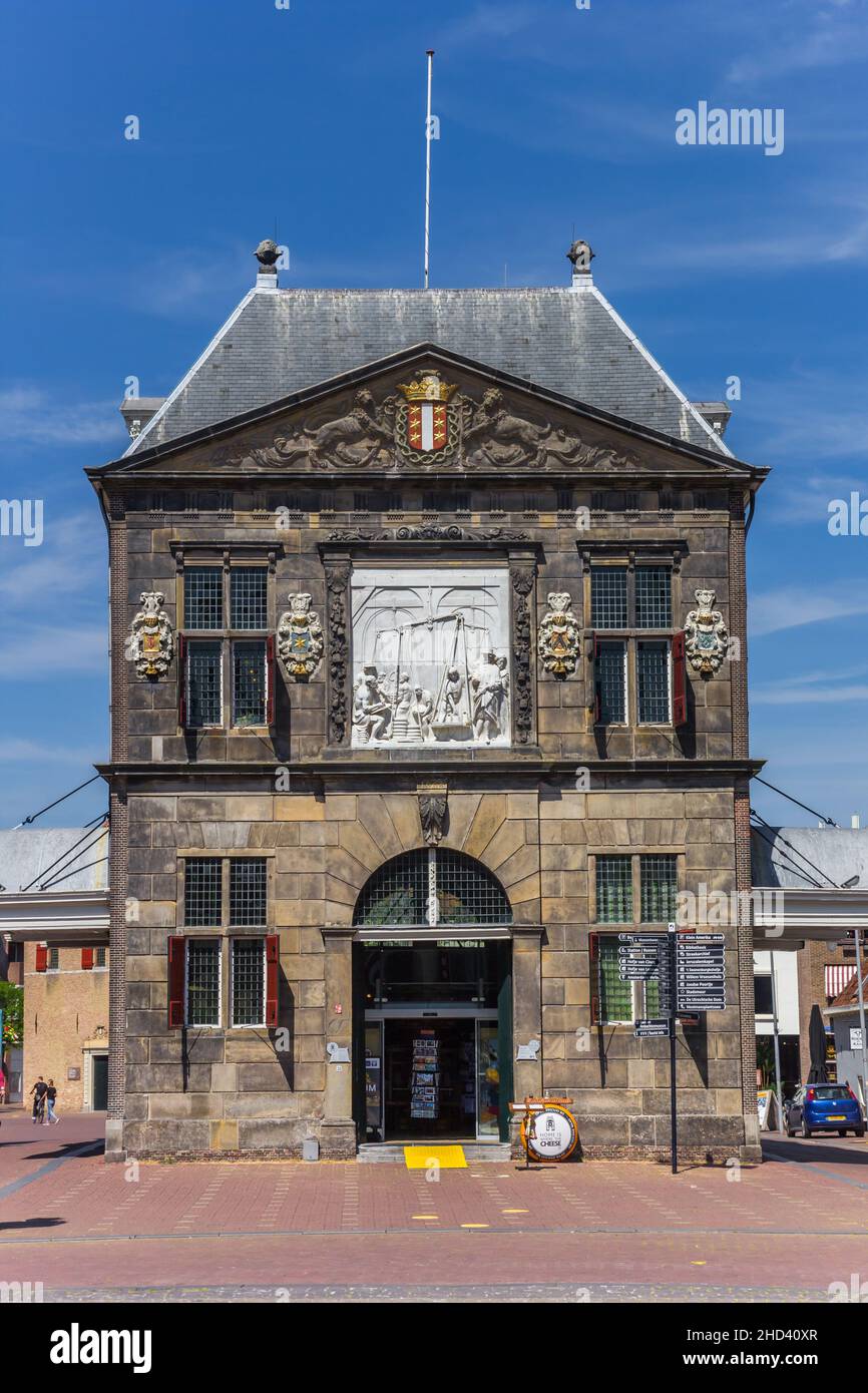 Historic Waag building on the market square in Gouda, Netherlands Stock ...