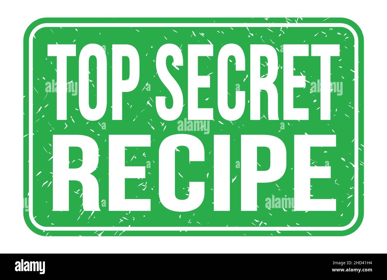 TOP SECRET RECIPE, words written on green rectangle stamp sign Stock ...