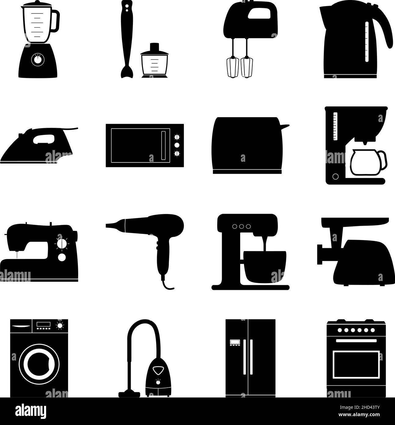 Set of home electronics appliances, vector illustration Stock Vector