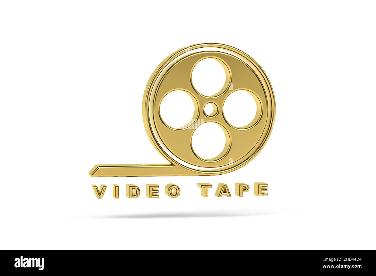 Golden 3d video tape - VHS tape icon isolated on white background - 3D render Stock Photo