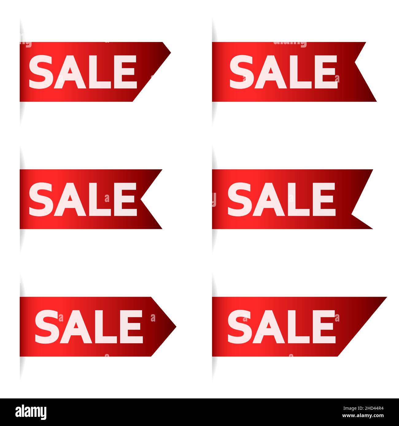 Discount offer ribbon. Set of red shopping tag ribbons. Collection of