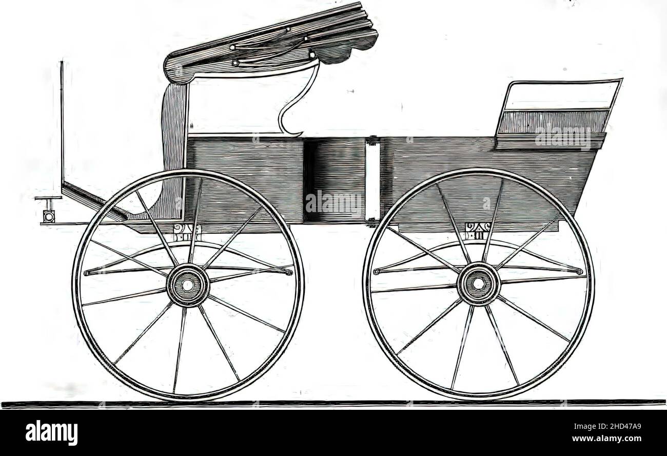 A handdrawn illustration of a black and white carriage isolated on a