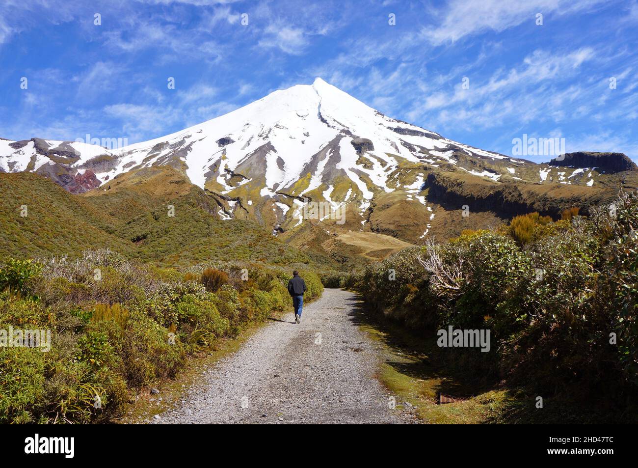 A beautiful landscape view of Mount Taranaki in New Zealand Stock Photo