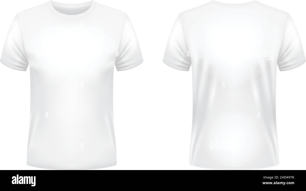 Blank white t-shirt template. Front and back views. Photo