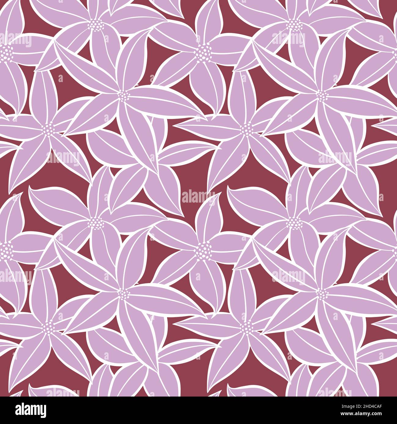 Floral seamless pattern. Hand drawn flowers on pink background. Vector ...