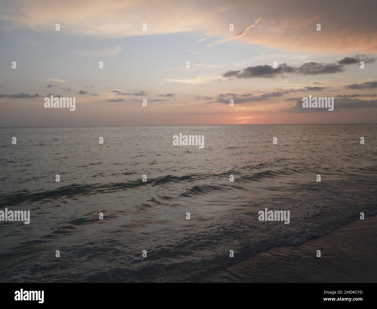 Sunset the Gulf of Mexico, Lido Beach, Florida Stock Photo