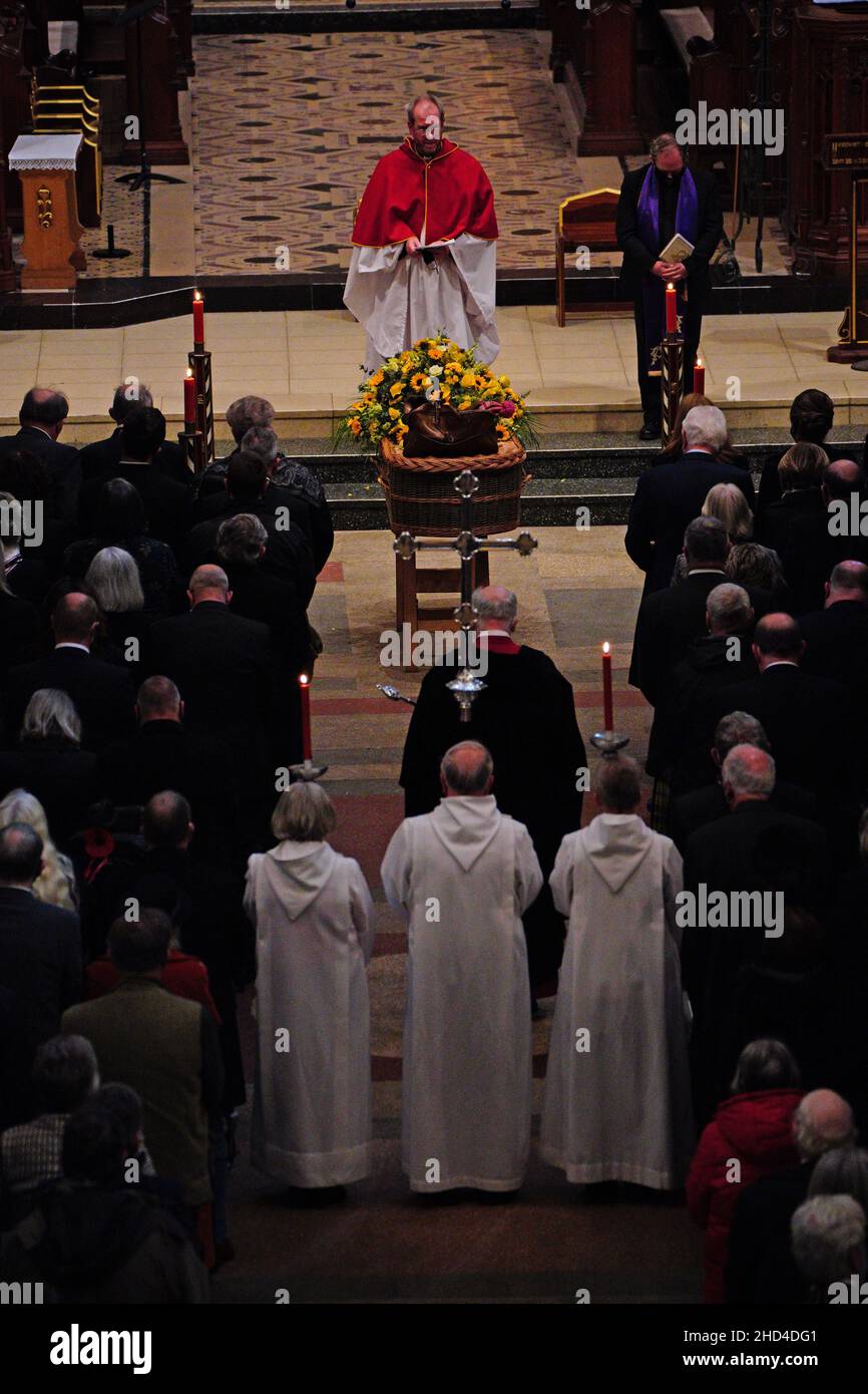 The funeral service of Cornish comedian Jethro at Truro Cathedral in Cornwall. Jethro, real name