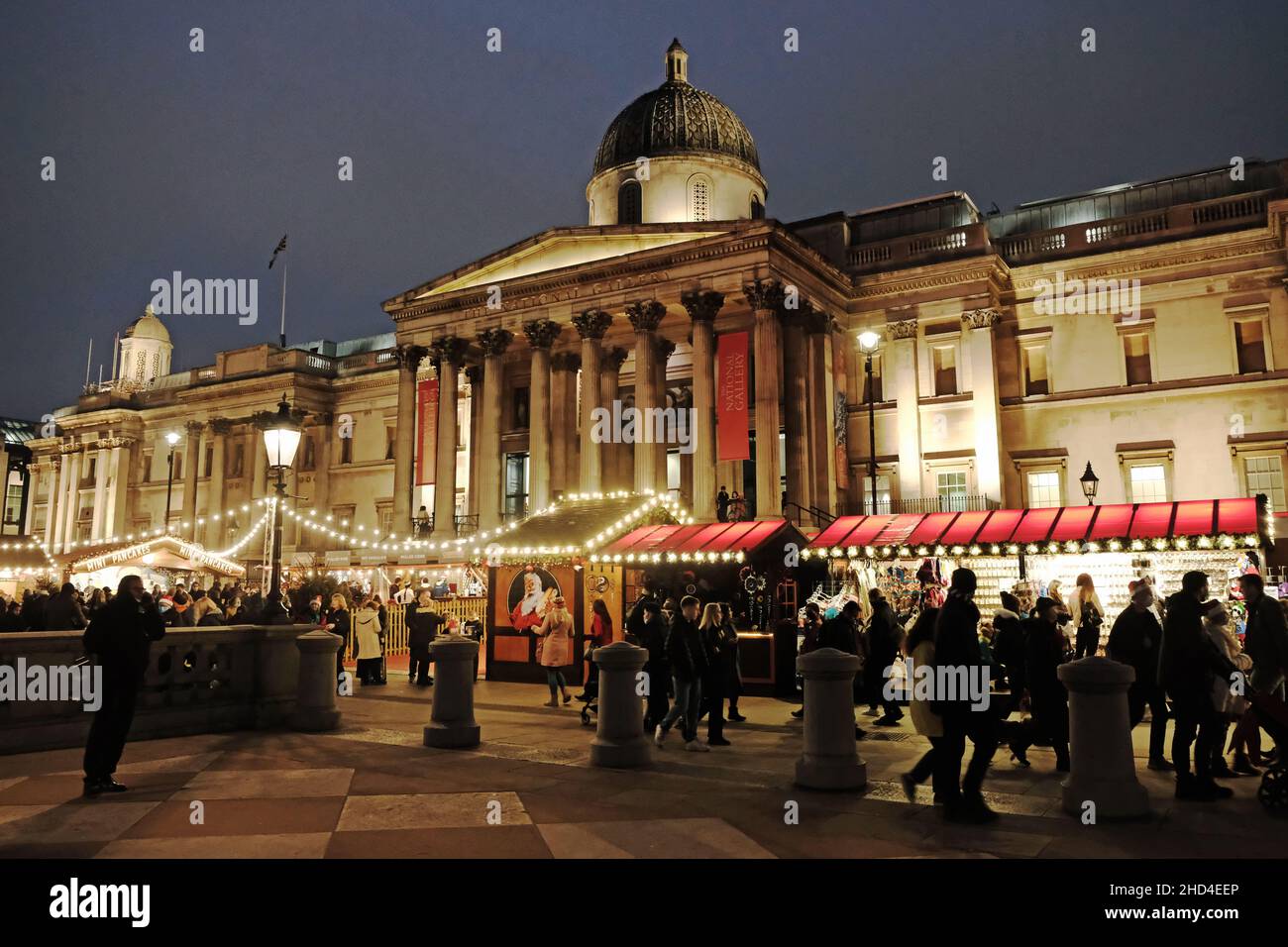 London Christmas Market at National Portrait Gallery, Trafalgar Square, London Stock Photo