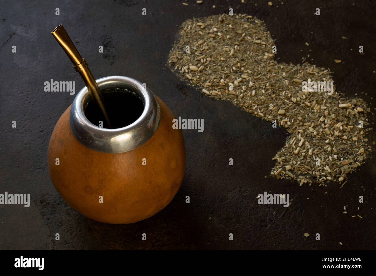 yerba mate in gourd matero with shape of Paraguay made by yerba mate Stock  Photo - Alamy