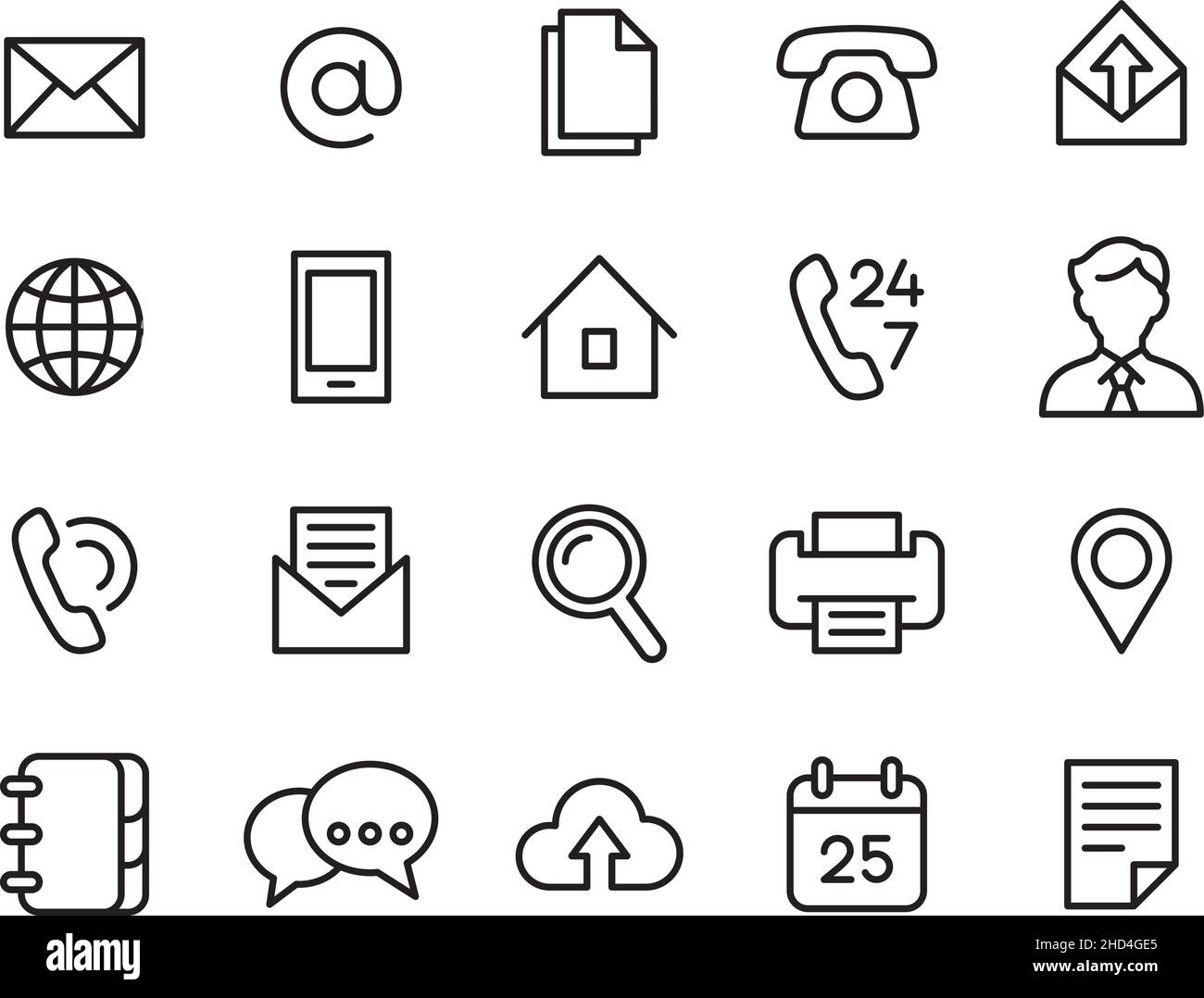 Contact line icons. Call center symbols, communication elements. 