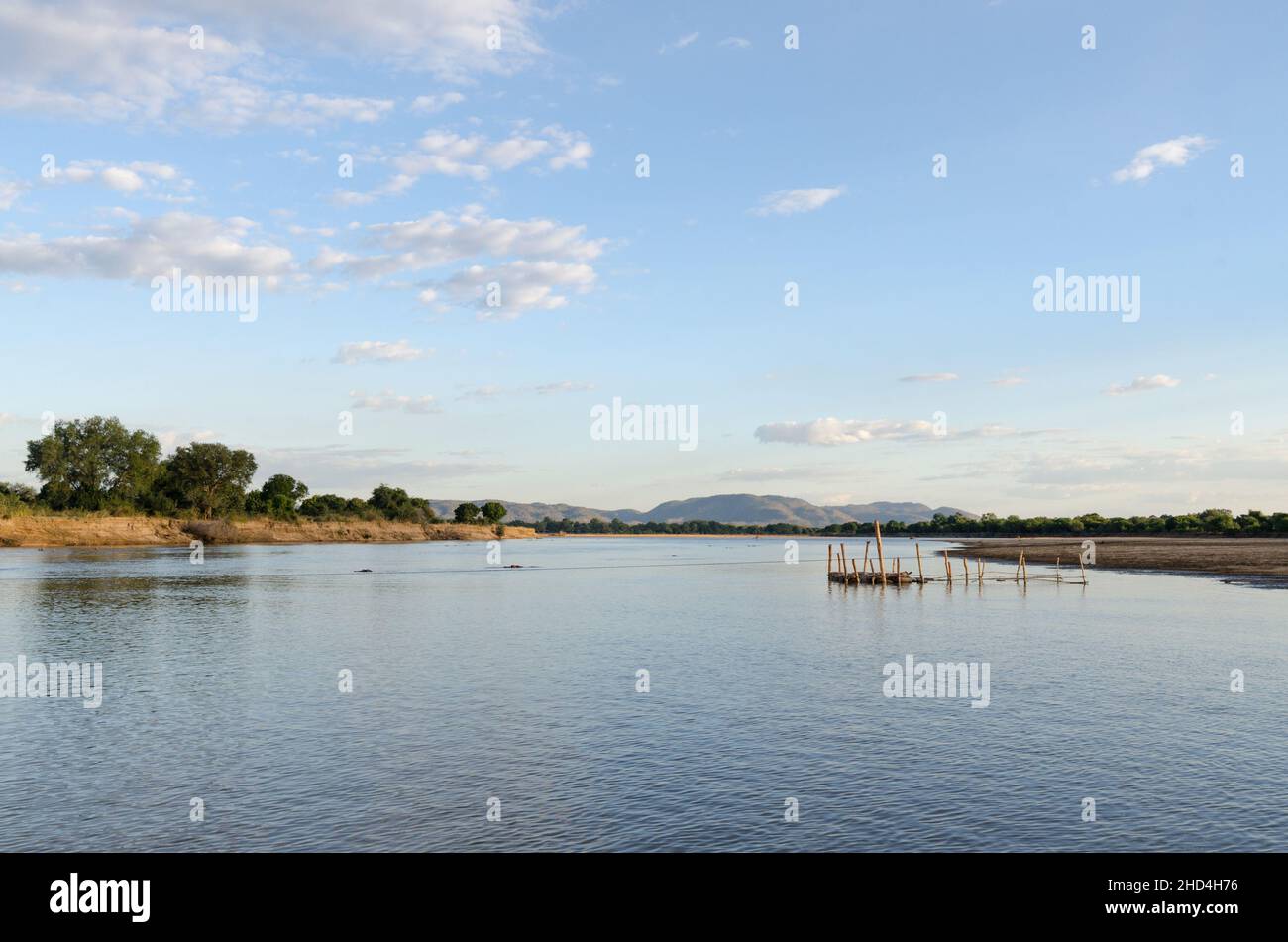 The wide Luangwa river in South Luangwa National Park, Zambia Stock Photo