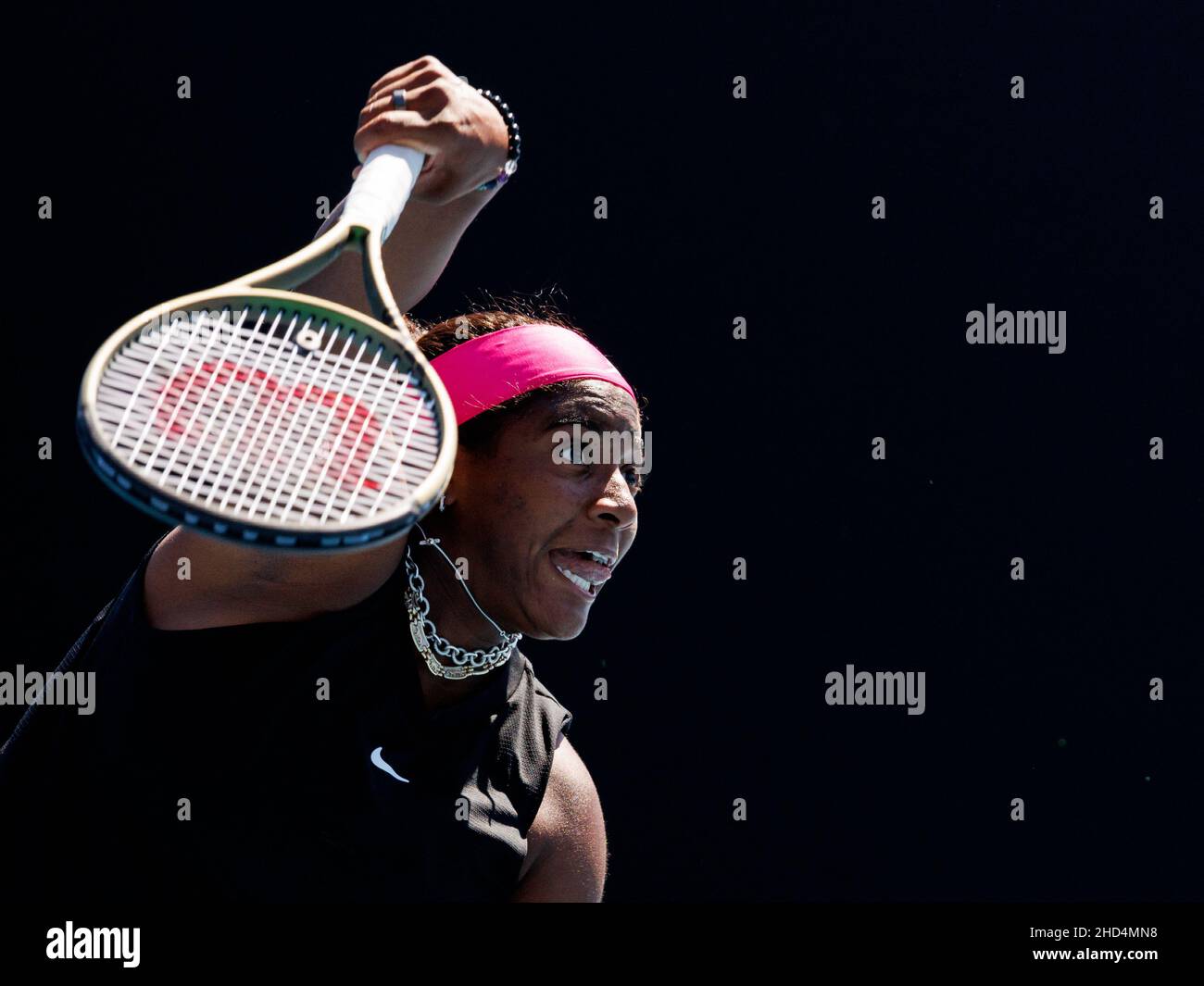 HAILEY BAPTISTE (USA) in action at the 2022 Melbourne Summer Set Qualifying on Monday January 2022,  Melbourne Park Stock Photo