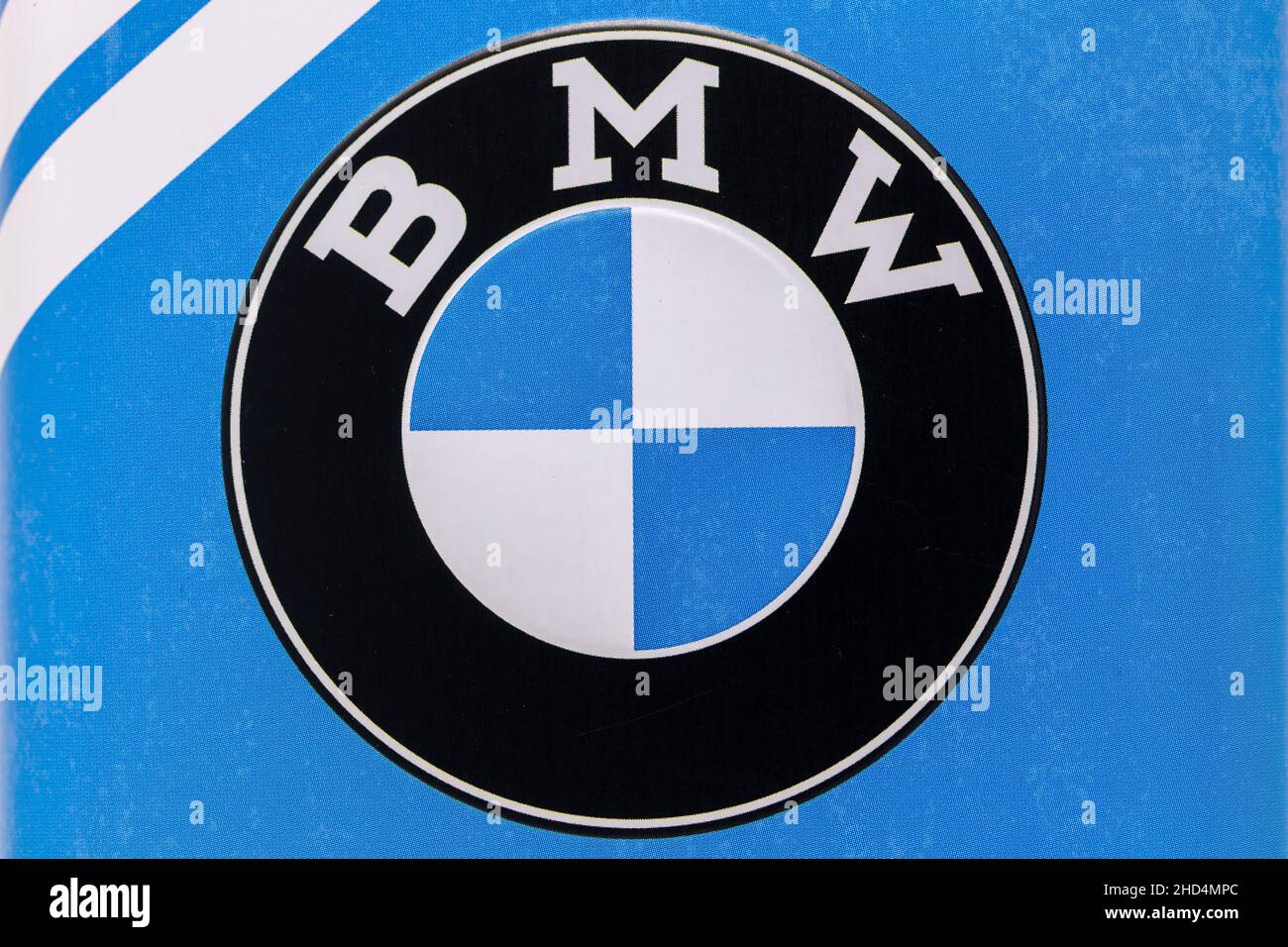 BMW Logo on a Nostalgic-Art tin box Stock Photo
