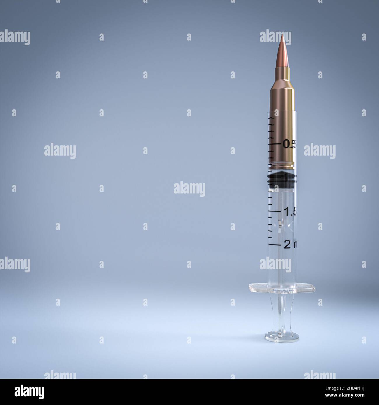syringe with bullet. concept of danger of frmaci. 3d render Stock Photo