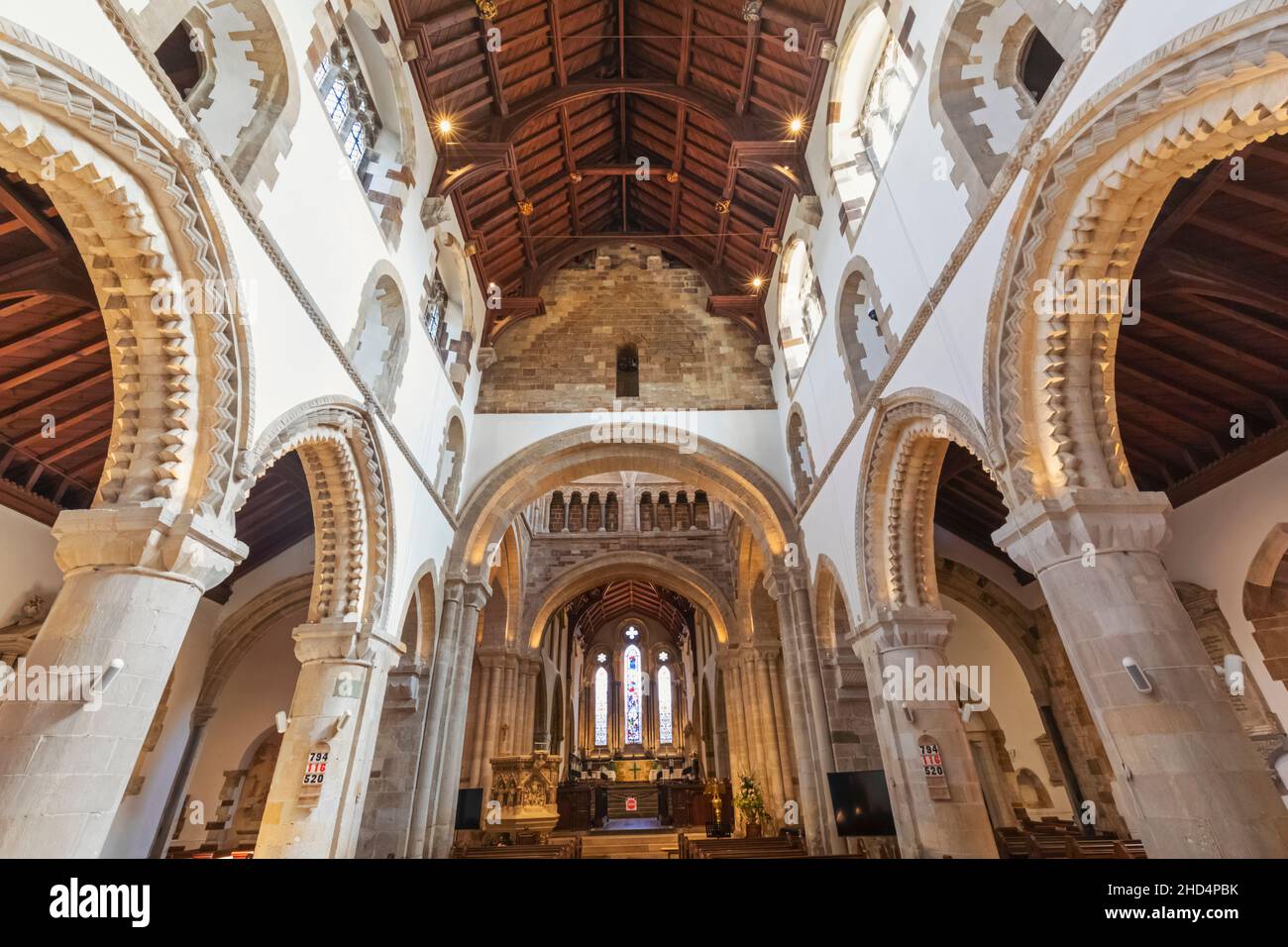 England, Dorset, Wimborne, Wimborne Minster Church, Interior View Stock Photo