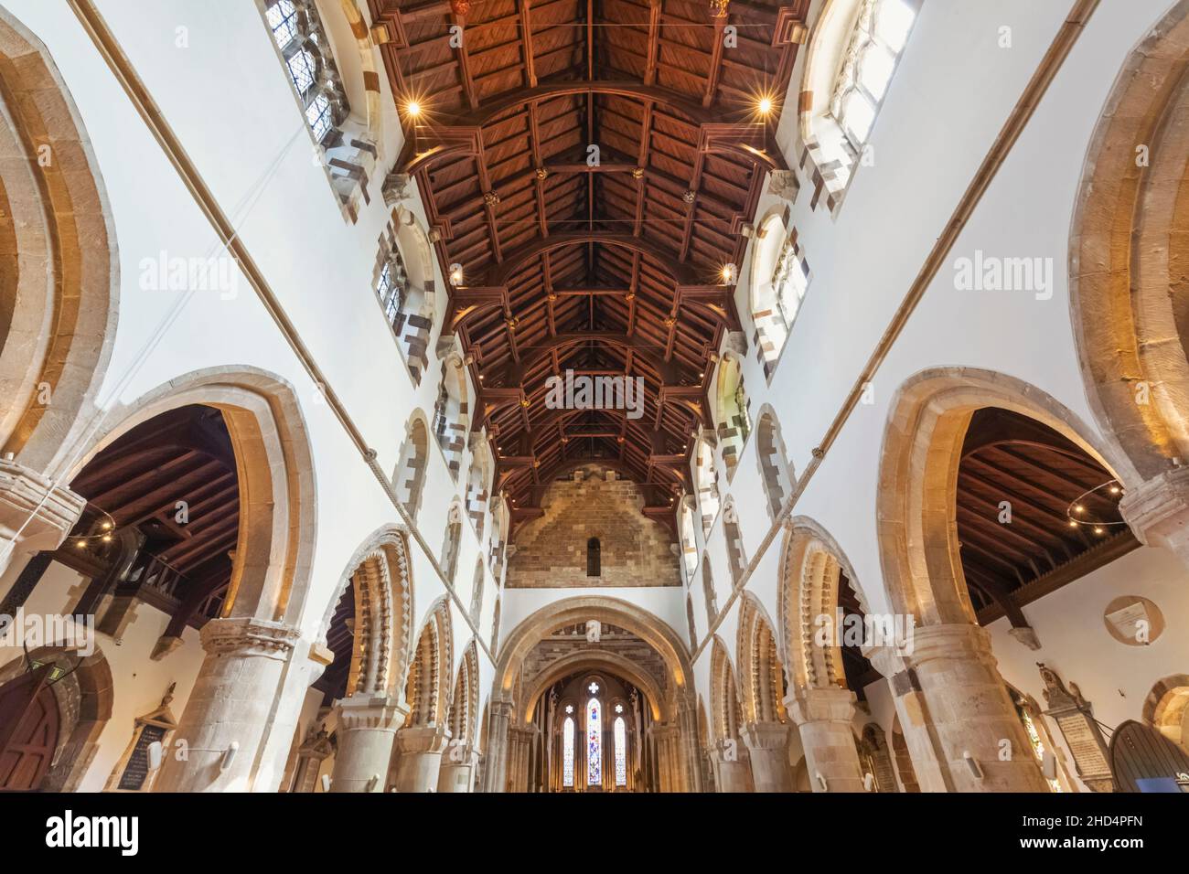 England, Dorset, Wimborne, Wimborne Minster Church, Interior View Stock Photo