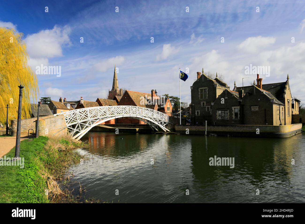 The Chinese footbridge over the river Great Ouse, Godmanchester town, Cambridgeshire, England, UK Stock Photo