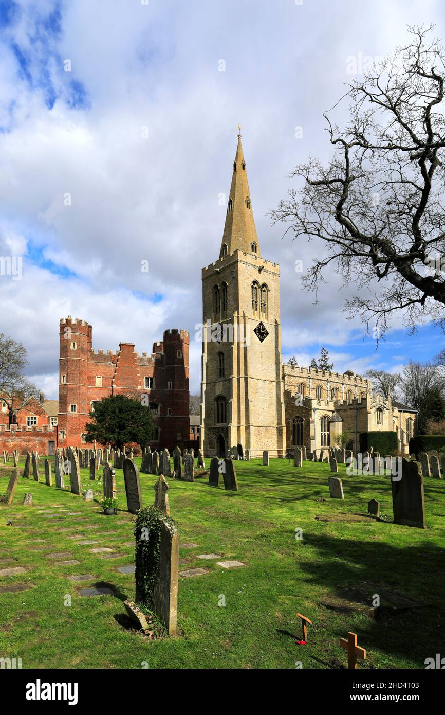St Marys church and Buckden Towers, Buckden village, Cambridgeshire, England, UK Stock Photo
