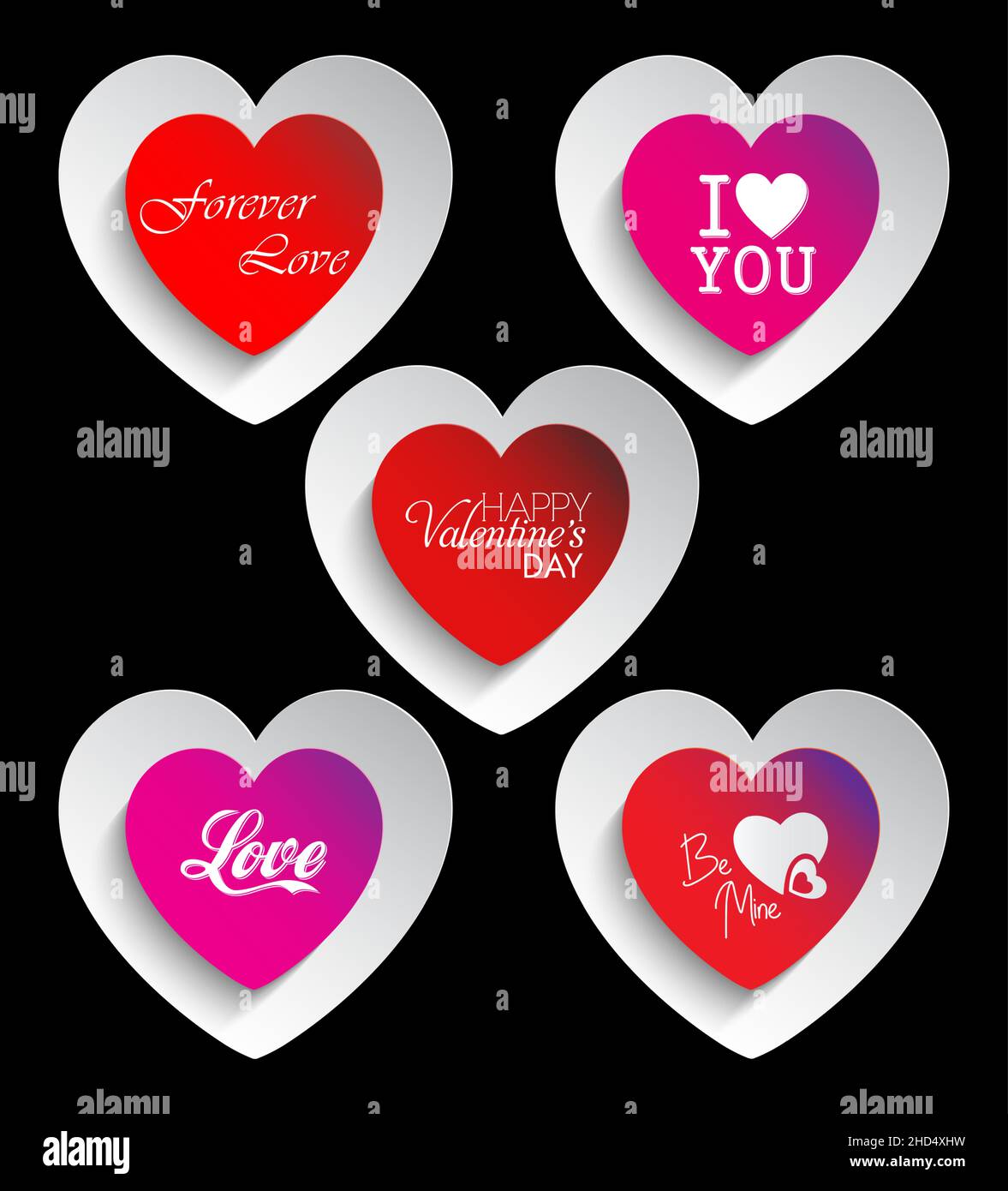 Valentine Wishes And Greetings With Hearts Stock Vector Image & Art - Alamy