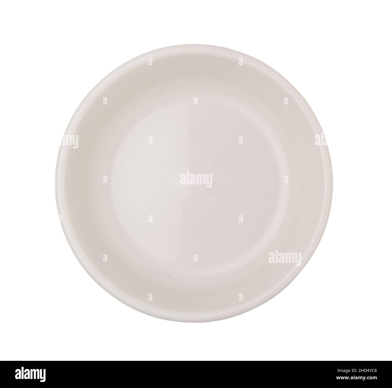 Empty round plastic plate isolated on white. Top view. Stock Photo